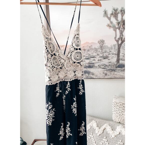 Chasing the Clouds boho goddess crochet top babydoll Flowy maxi dress M - Picture 11 of 11